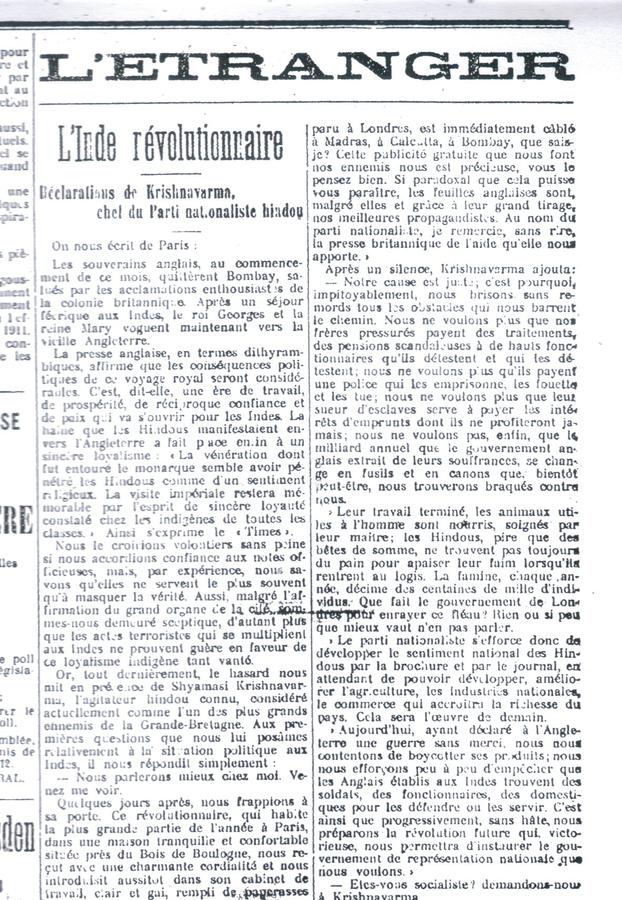 PANDIT SHYAMAJI IN NEWSPAPERS